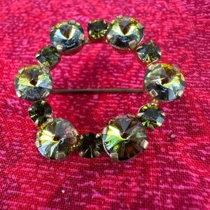 Rivoli Rhinestone Wreath Brooch